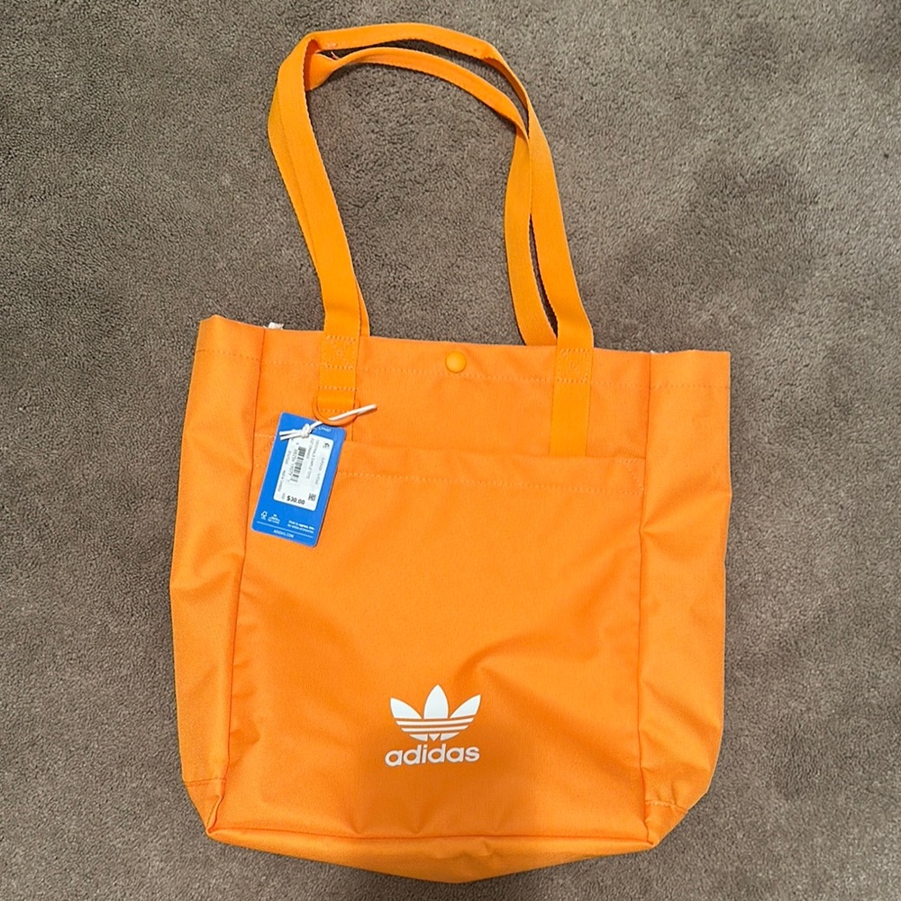 Adidas Orange Canvas Tote Bag with Trefoil Logo
